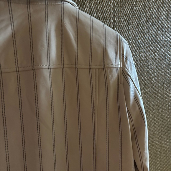 Derek Lam 10 Crosby Lamb Leather Jacket — Size 6 — Beige w/ Black Stripes - Picture 7 of 14